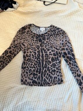 Le Lis Brown and Black Leopard Print Long Sleeve Top